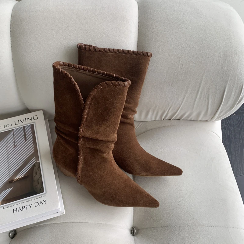 

Women High Heels Chelsea Boots Ankle Shoes Designer Fashion Western Boots Pointed-toe Gladiator Goth Irregular-shaped Heel Shoes