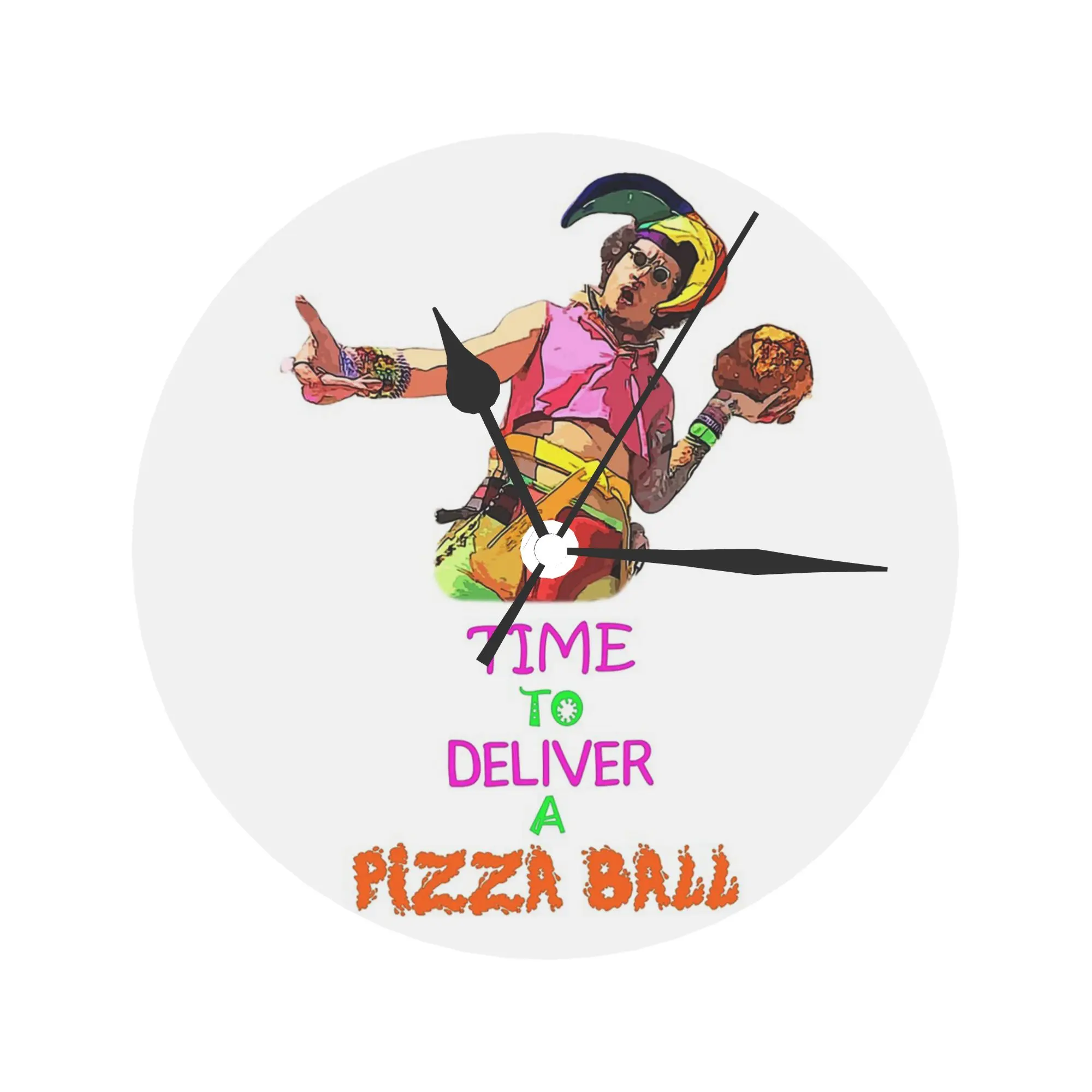 Time To Deliver A PIZZA BALL Wall Clock Room Decoration Silent Round Clock for Bedroom Living Kitchen Home