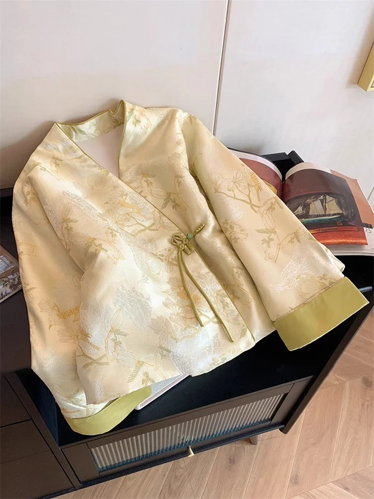 Chaqueta Corta Bordada de Estilo Chino Nuevo para Hombre y Mujer, Primavera-Otoño, de Alta Gama, Vintage, con Bloques de Colo...