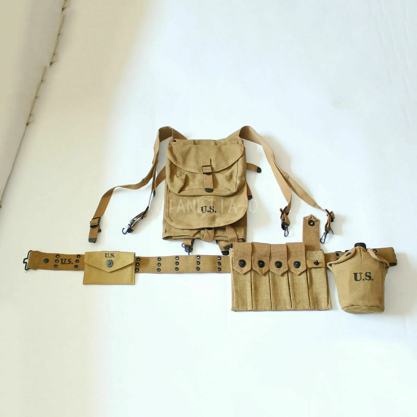 Full Set  WWII US army soldier Gear Thompson Bag Belt 1928 Haversack Canteen EQUIPMENT COLLECTION MILITARY WAR REENACTMENTS