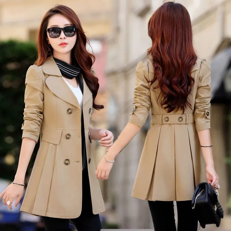 

Nice New Women Trench Coat Female Spring Autumn Windbreaker Lady Double Breasted Fashion All-Match Coat Have Lining Clothing 4XL