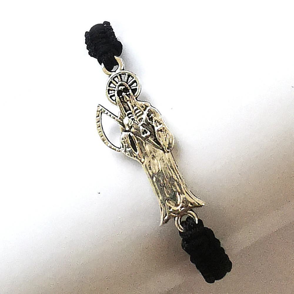 Black Thread Santa Muerte Bracelet Sickle Grim Reaper Adjustable Jewelry for Women Men