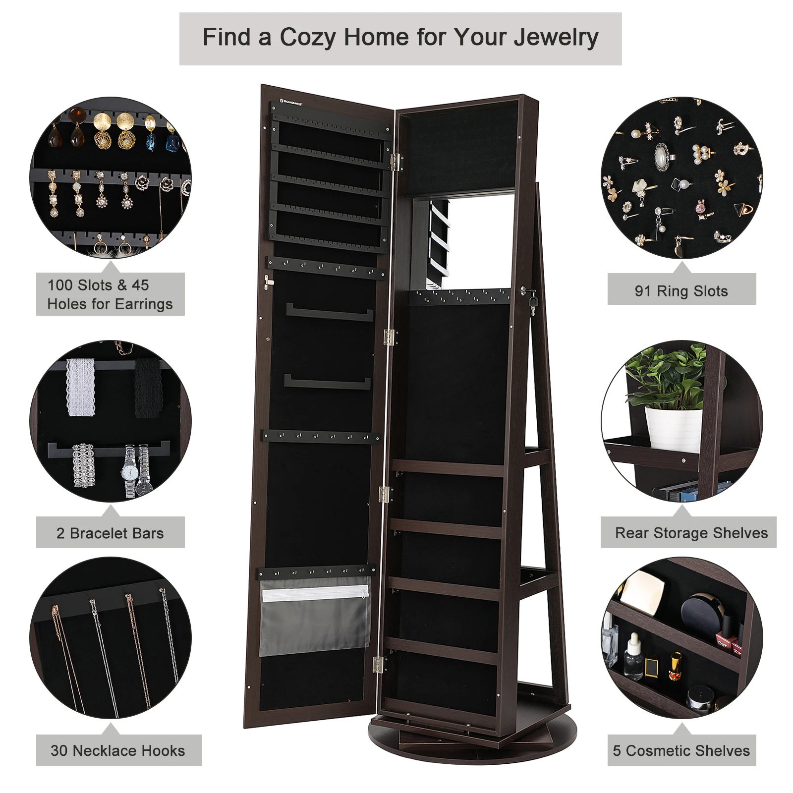 Armario de Joyería con Espejo  - Full Length Mirror Jewelry Armoire reseña y precio