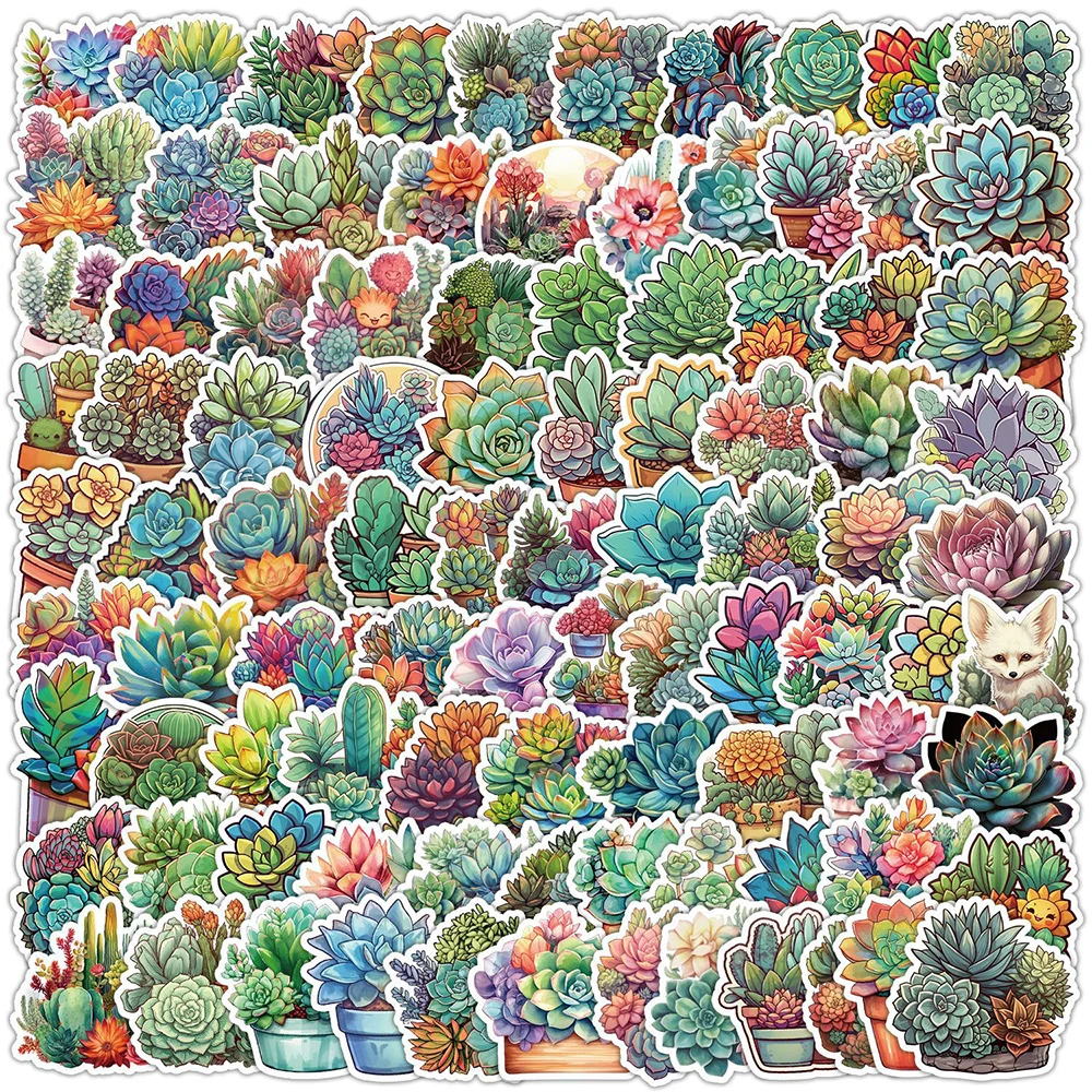 

10/50/100Pcs Cartoon Green Succulent Plants Stickers DIY Graffiti Bike Laptop Helmet Car Waterproof Cute Decoration Sticker Toys