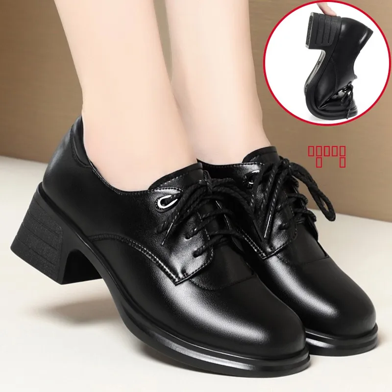 

Женские весенние туфли Bule Work oes: удобные, мягкие, на тонком каблуке, в британском стиле, модные, для женщин среднего возраста.