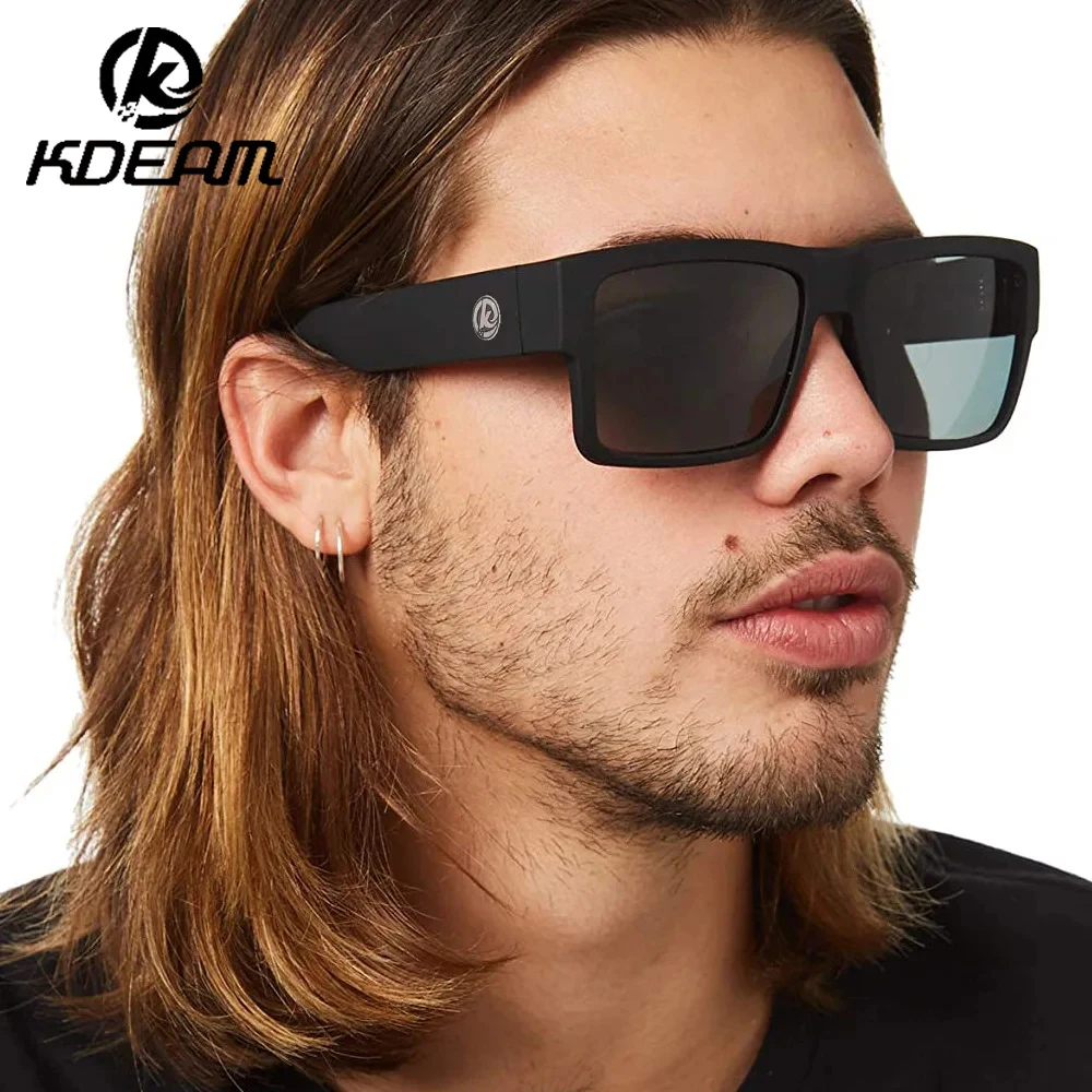 KDEAM klasyczne kwadratowe spolaryzowane sportowe okulary przeciwsłoneczne moda Outdoor okulary wędkarskie męskie osłona przeciwsłoneczna wiatroszczelne okulary przeciwsłoneczne anty UV