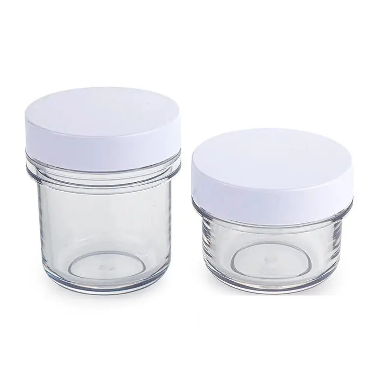 15pcs Plastic Cream Jars PET Thick Wall Clear Body Scrub Facial Mask Makeup Pots White Lid 50g 100g Empty Cosmetic Containers