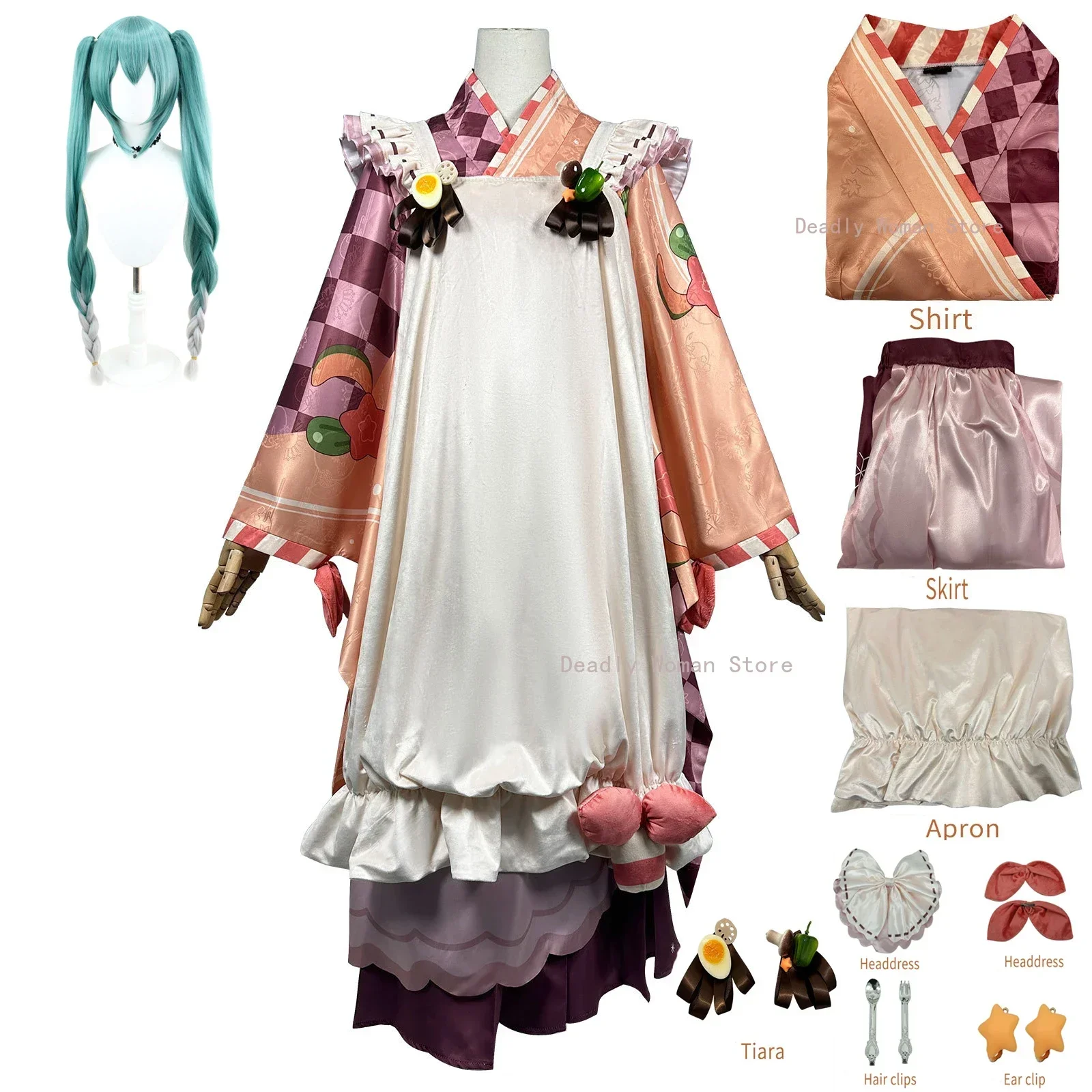 2024 Snow Miku Cosplay Costumes Kimono Outfit Anime Costumes for Women Girls Full Set