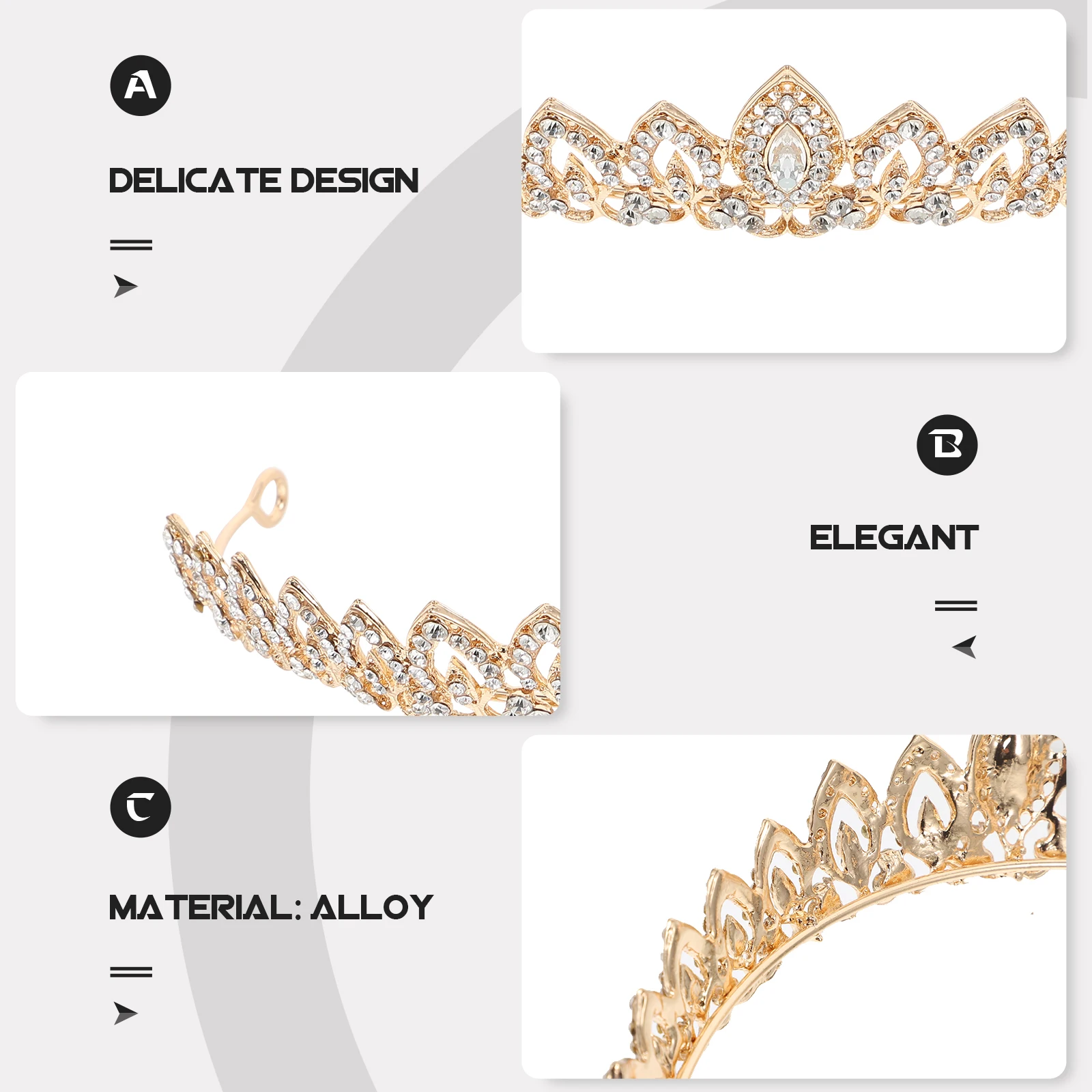 

Rhinestone Crown Headband Wedding Headdress Girl Alloy Tiara Charming Bride Exquisite Bridesmaid