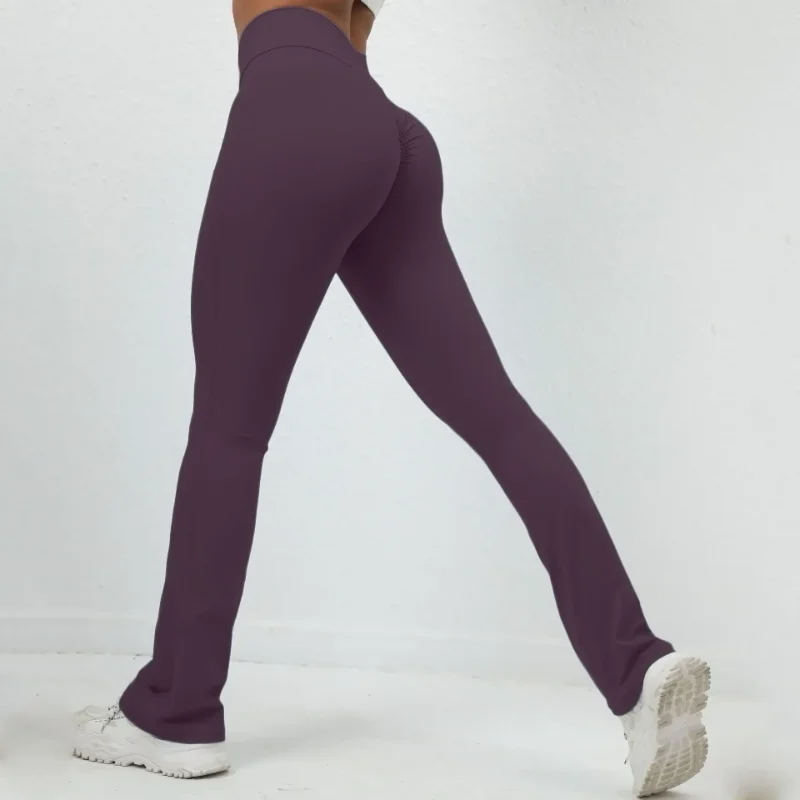 Women High Waist Yoga Pants Peach Hip Butt Lifting Pleated Quick Drying Gym Fitness Workout Sports Tights Solid Color 2025 NEW
