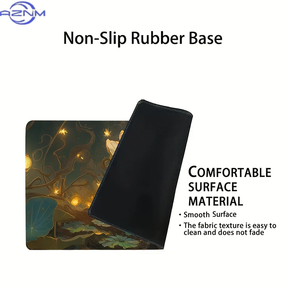 Giant Golden Glowing Lotus Game Playmat Large Desk Mat Magical Twisted Root Flower Mouse Pad Anti-slip Rubber Keyboard Mat