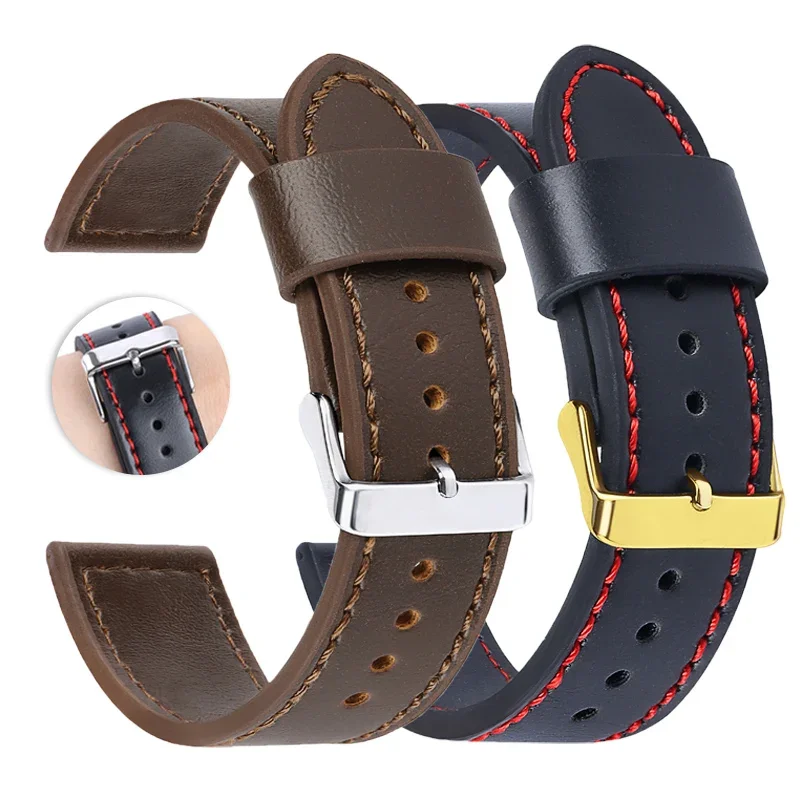 18mm 20mm 22mm 24mm Vintage Genuine Leather Watch Strap Universal Bracelets Men Women Sport Replacement Accessories for Huawei