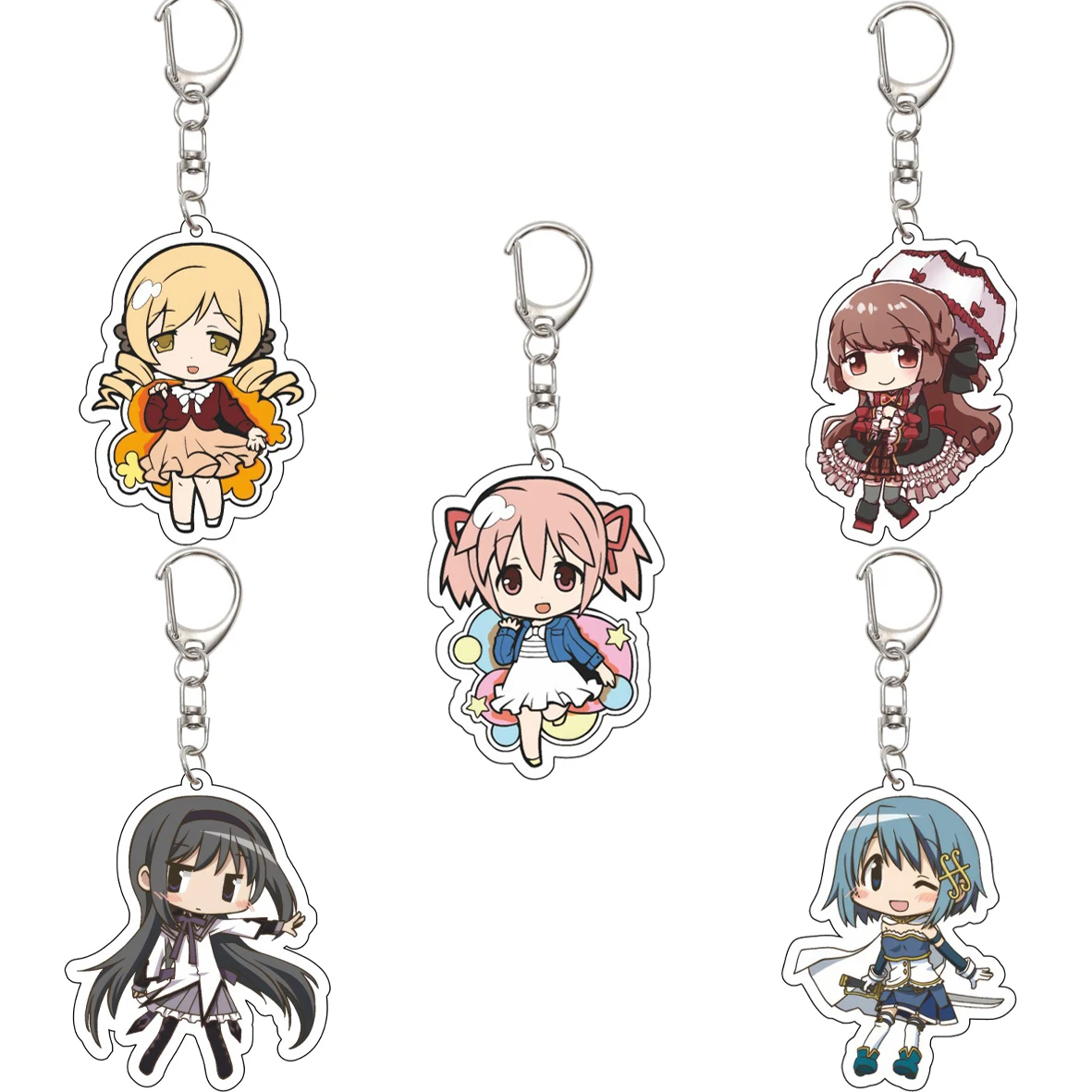 55MM Anime Puella Magi Madoka Magica Figure Madoka Kaname Homura Akemi Mami Tomoe Sayaka Miki Kyoko Sakura Acrylic Keychain Gift