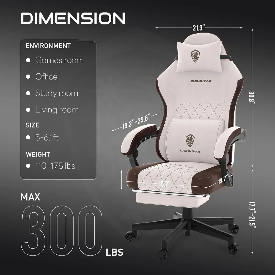 Sedia da gioco Sedie da gioco in tessuto per adulti con cuscini a molle tascabili e supporto lombare Sedia ergonomica per computer da massaggio wi