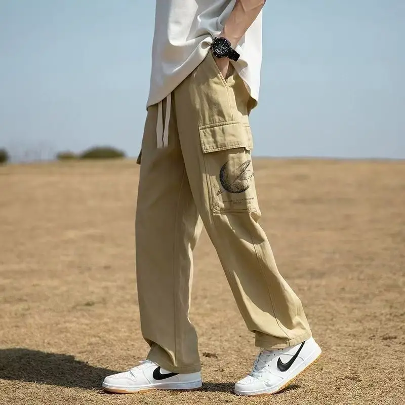 Men's Cargo Pants 2026 Summer Loose Straight Fit Casual Trousers Streetwear Baggy Workwear Pants for Students