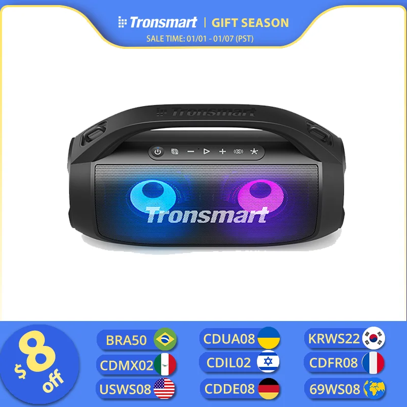 Tronsmart Bang SE Bluetooth Speaker Portable Speaker with Bluetooth 5.3, Portable Handle, 24-Hour Playtime, for Party, Camping