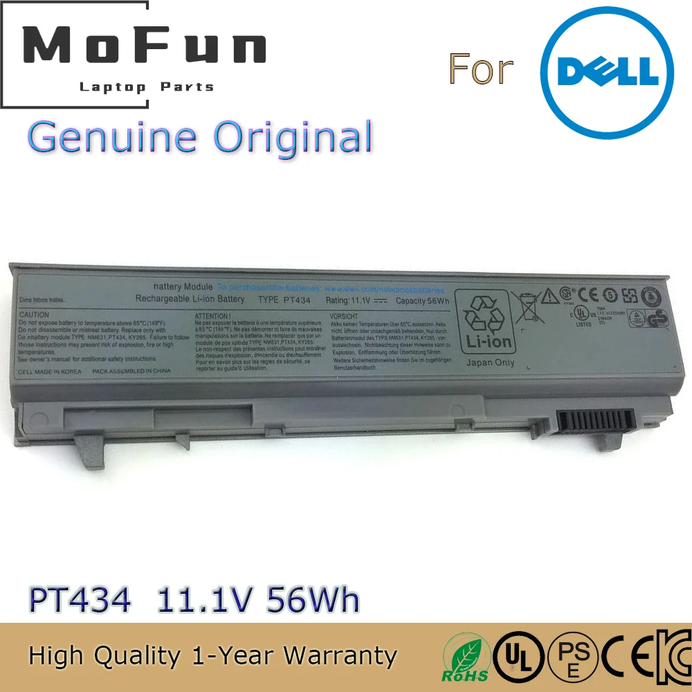 Brand New Original PT434 11.1V 56Wh 4840mAh Laptop Battery for Dell Latitude E6400 E6500 KY265 MP303 W1193