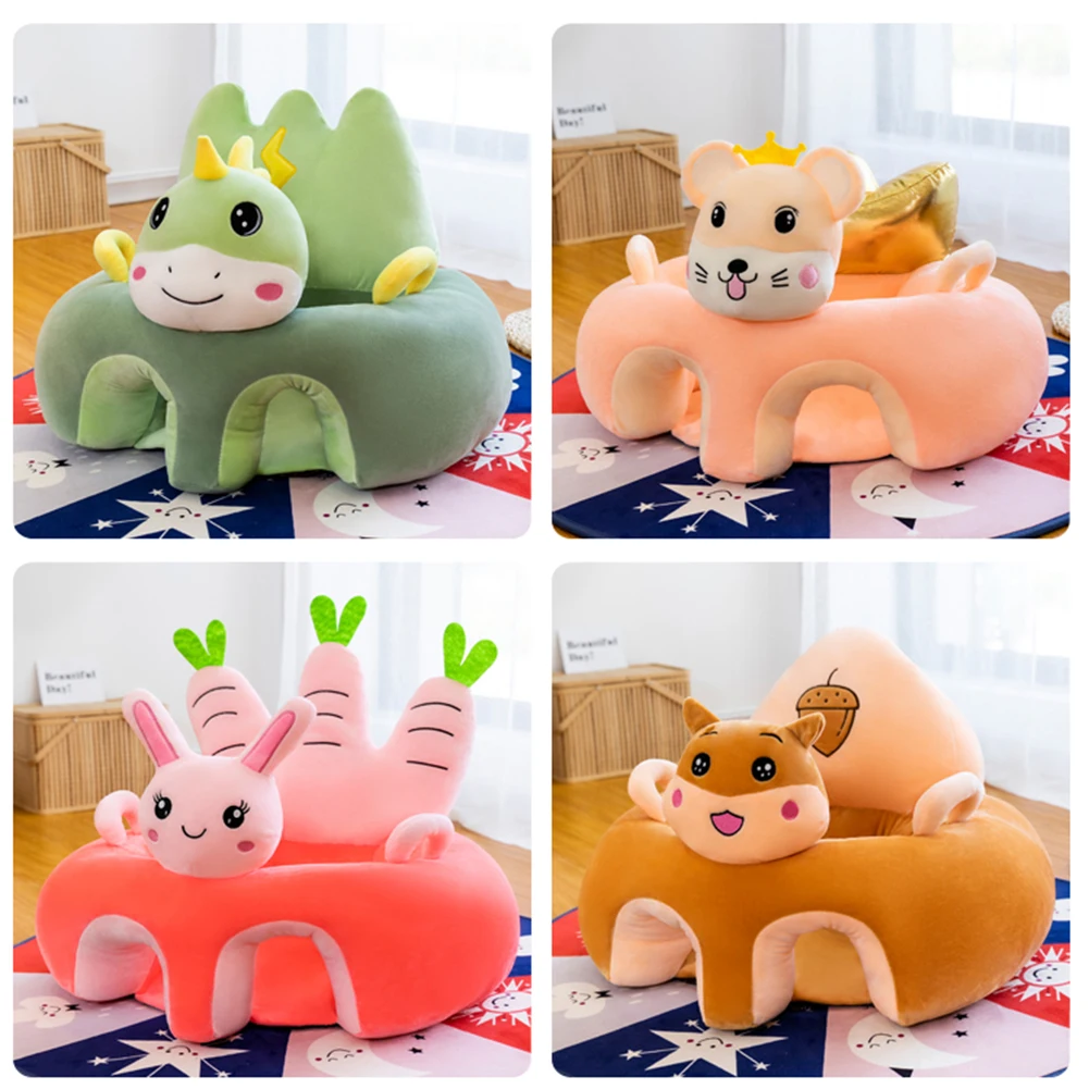 Baby Support Seat Cover Infant Cartoon Animal Plush Learning To Sit Sofa Comfortable Stuffed Doll Baby Rest Seat Chair No Filler