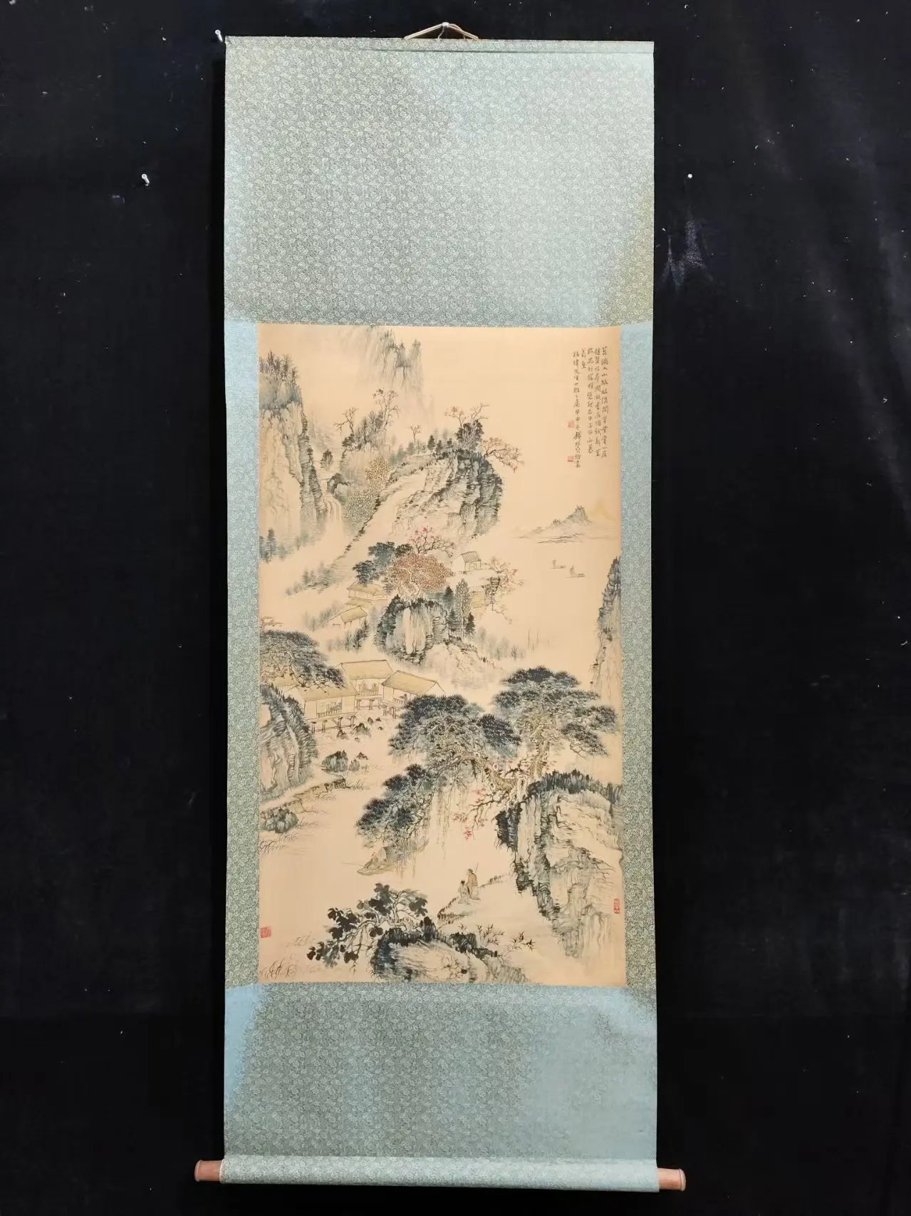 

Старый китайский длинный свиток с ручной росписью, Свиток для ландшафтной живописи, # 17