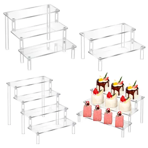 1 पीस मल्टी-लेयर ऐक्रेलिक डिस्प्ले स्टैंड केक डिस्प्ले रैक हाई ट्रांसपेरेंट ट्रेपेज़ॉइडल स्टोरेज शेल्फ डेज़र्ट कपकेक के लिए बिल्कुल सही 10 best sales ऐक्रेलिक केक स्टैंड - №4
