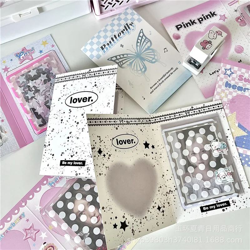 

10Pcs INS American Retro Card Folding Page Korean Kpop 3-inch Photo Card DIY Packing Fixed Background Cardboard Deco Packaging