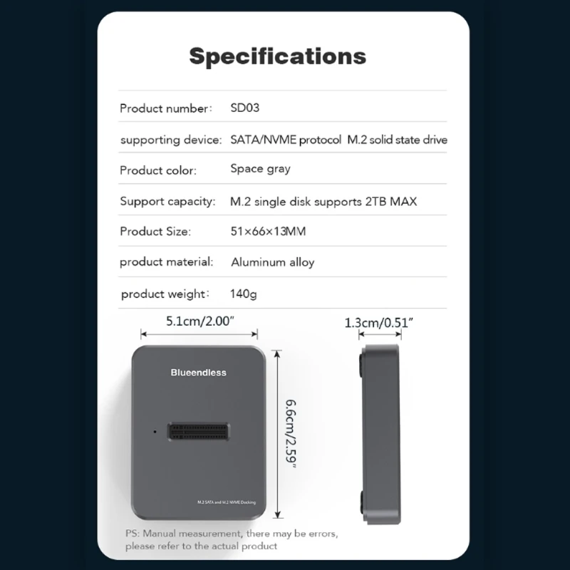 Blueendless pour M.2 SSD Base disque dur Type C Usb Msata 2242/2260/2280 boîtier disque dur en aluminium Hdd externe