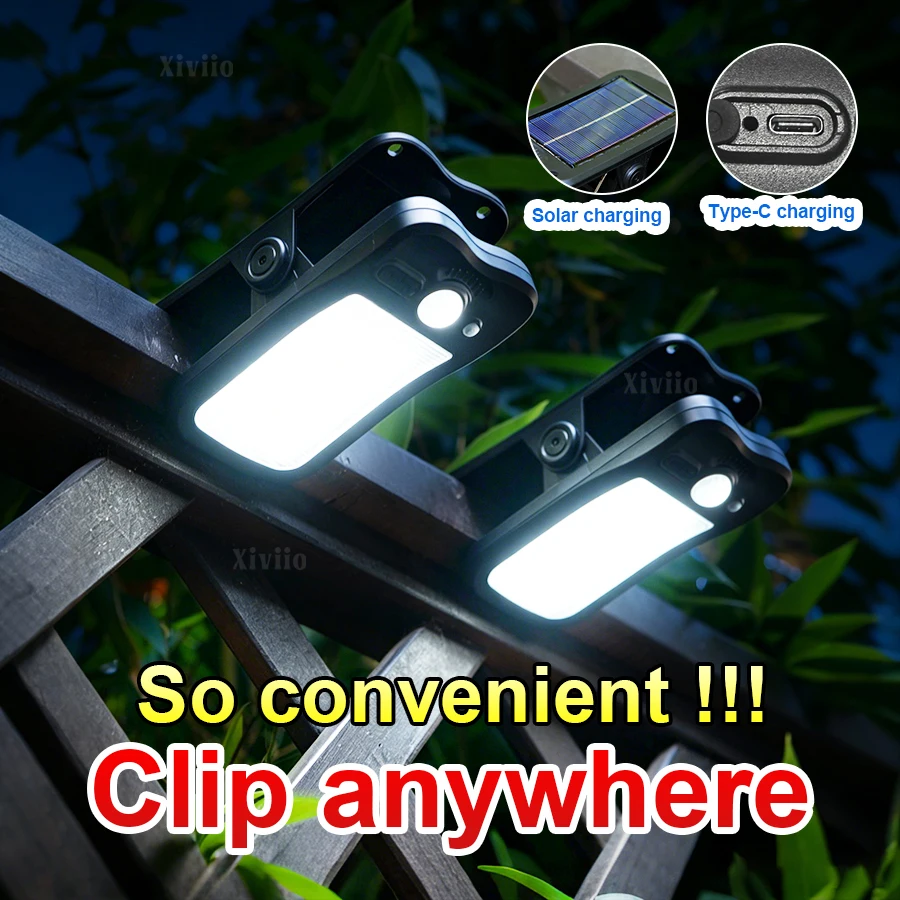 XIVIIO 2026 New Upgraded Solar Clip Light Outdoor Courtyard Lamp Camping Garden 3 Lighting Intelligent Sensing Solar Wall Lamp