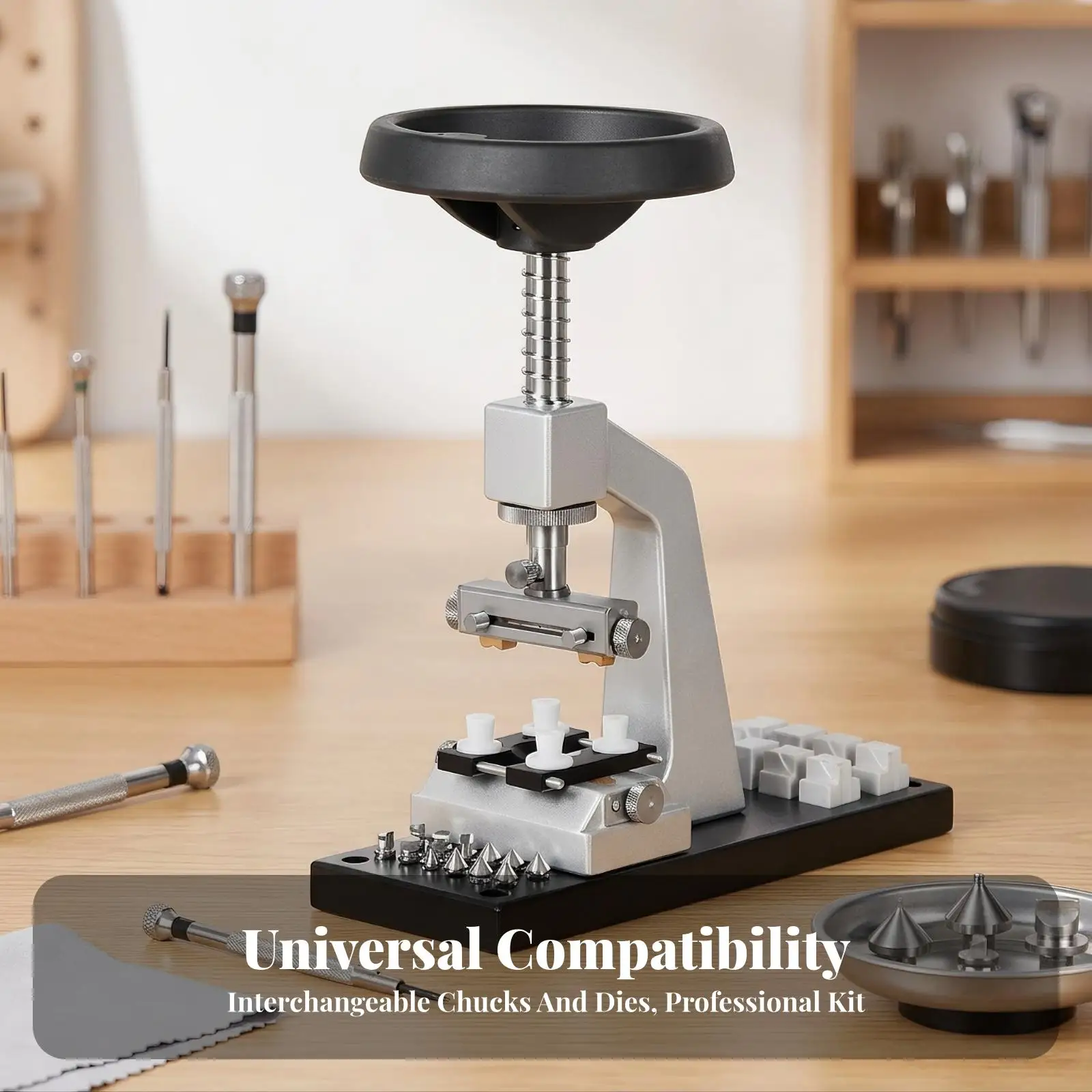 Manual Watch Case Opener Machine for Watchmaker Tooling Steel Frame Adjustable Press for Watch Repair Accessories