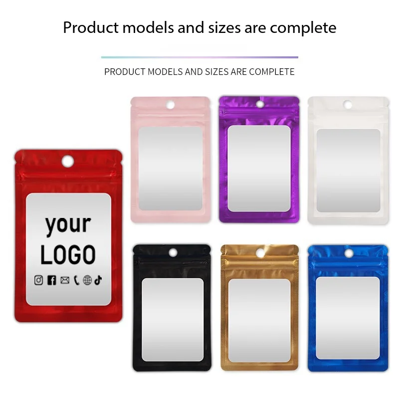 Sacs à fermeture éclair colorés en aluminium, 100 pièces, sacs mats adaptés aux petits produits, sacs d'emballage scellés avec Logo personnalisé
