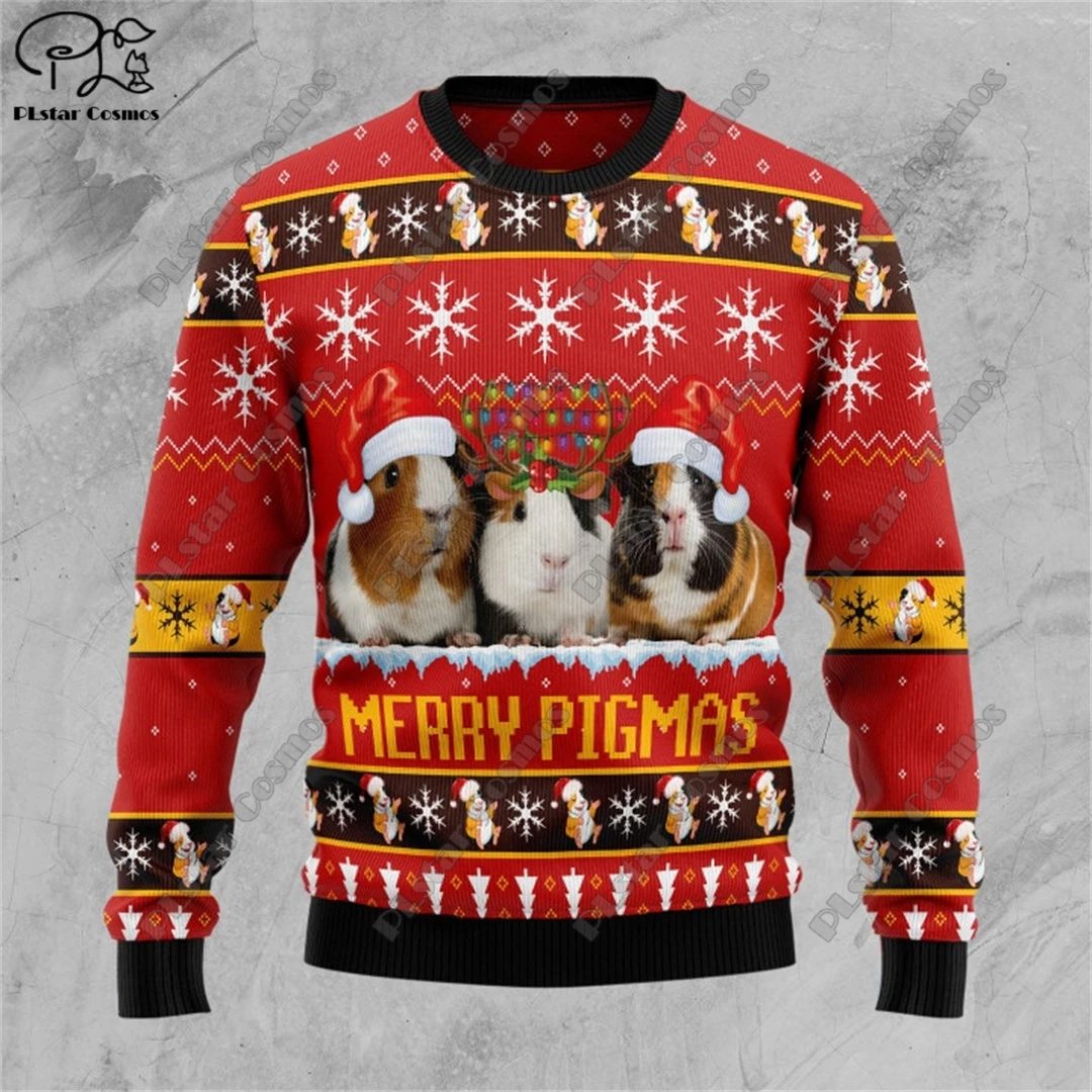 新しい 3D プリント動物カスタムシリーズかわいいクリスマスパターン醜いセーターストリートカジュアル冬スウェットシャツ S-103