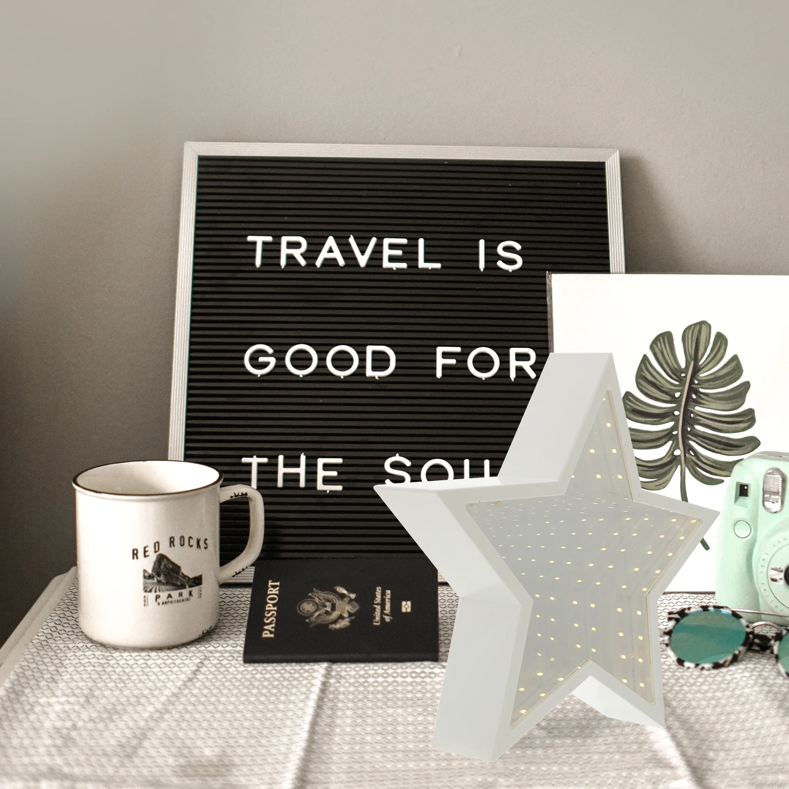 Plastic Star Shaped Night Mirror Lamp for Bedroom Kids Table Decor LED Christmas Gift Small Night Lamp