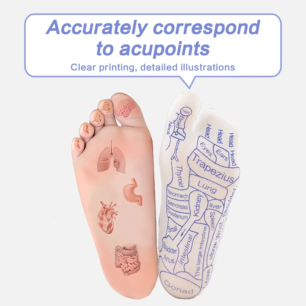 1Pair Foot Massage Acupressure Socks With Acupressure Point Charts Acupressure Reflexology Socks Massage Sticks Relieve Tired