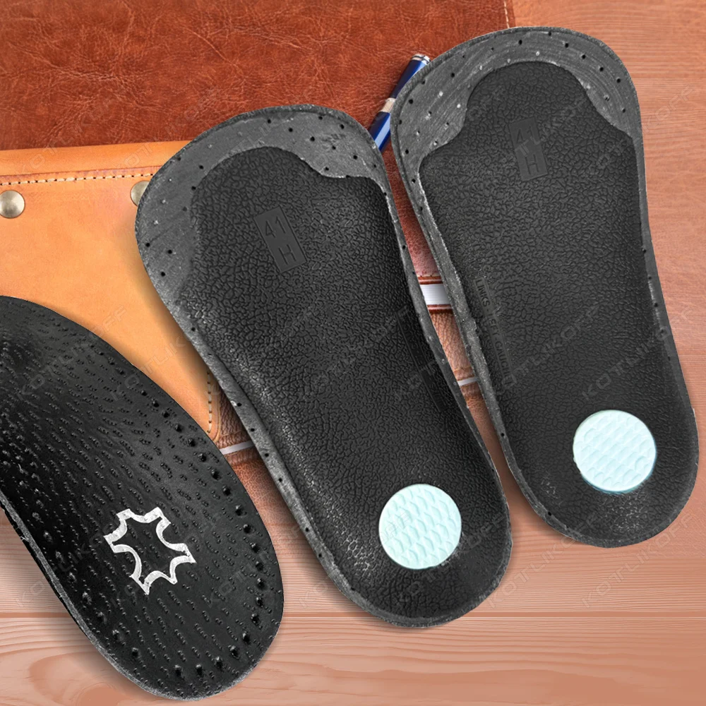 leather Sport Orthopedic Insoles High Arch Supports Shoe Sole For Men Women Plantar Fasciitis Flat Feet Pain Relief Shoe Cushion