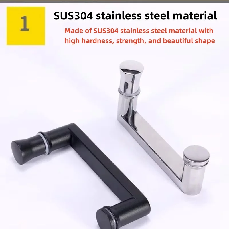 Bathroom glass door short handle matte black and mirror surface hole distance 145mm shower  handles beautiful  easy to install