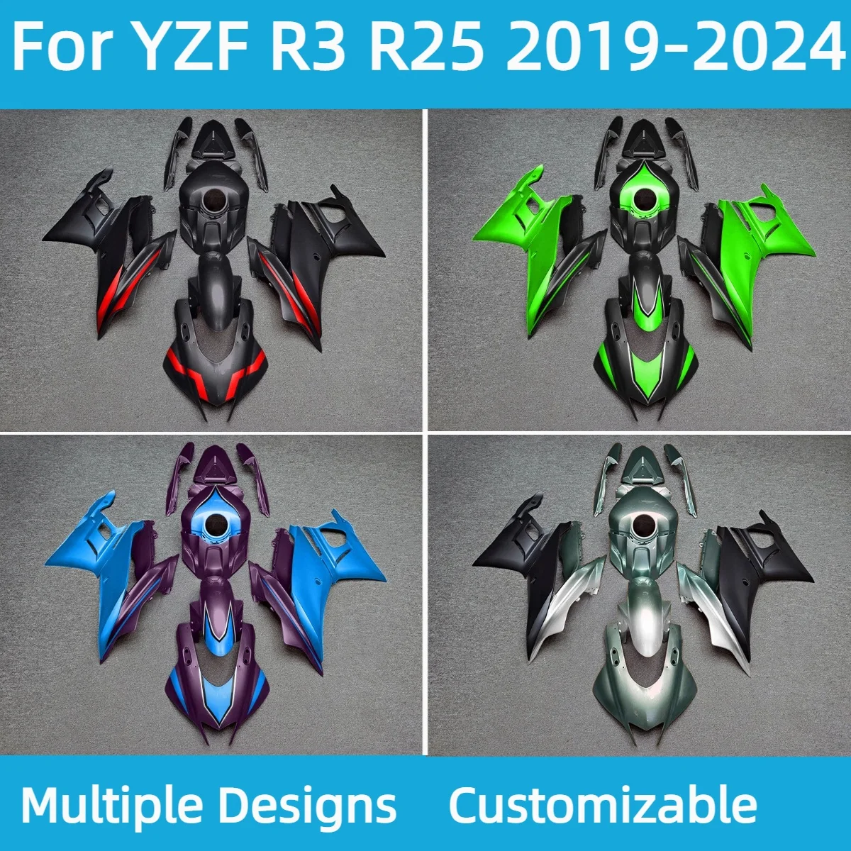 

For YAMAHA YZFR3 R25 2019-2024 Motorcycle Fairings YZFR25 R3 19-24 ABS Injection Prime Aftermarket Bodywork Fairing Kit