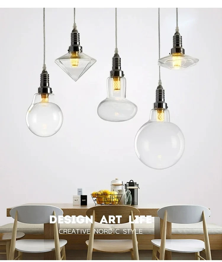 Personalized glass restaurant hanging cafe store water bar table decoration study diamond modern simple living room chandelier