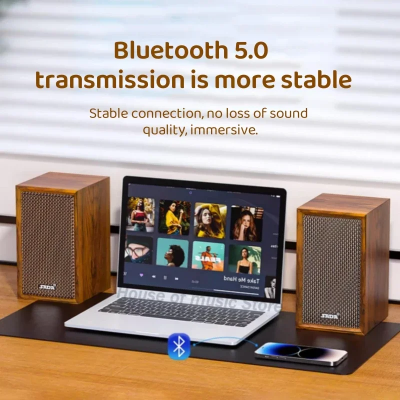 2.0 Professional Multimedia Wired USB Computer Speaker PC altoparlanti Bluetooth 5.1 in legno altoparlante Stereo domestico a due corno attivo