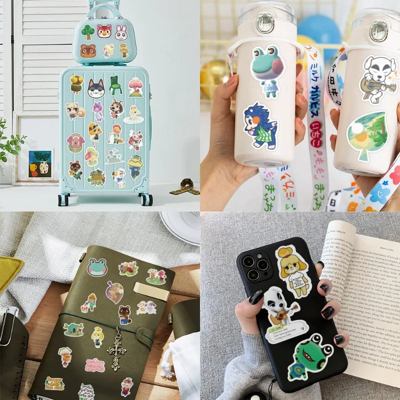 50pcs/set Animal Crossing Stickers Anime Figure Decals Laptop Guitar Motorcycle Car Phone Waterproof Sticker Kids Toys Gifts