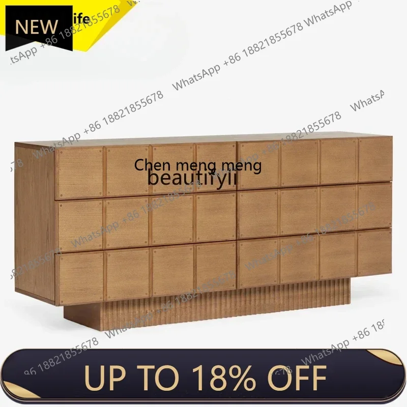 

P178 Side cabinet French wabi wind log tea locker porch TV cabinet