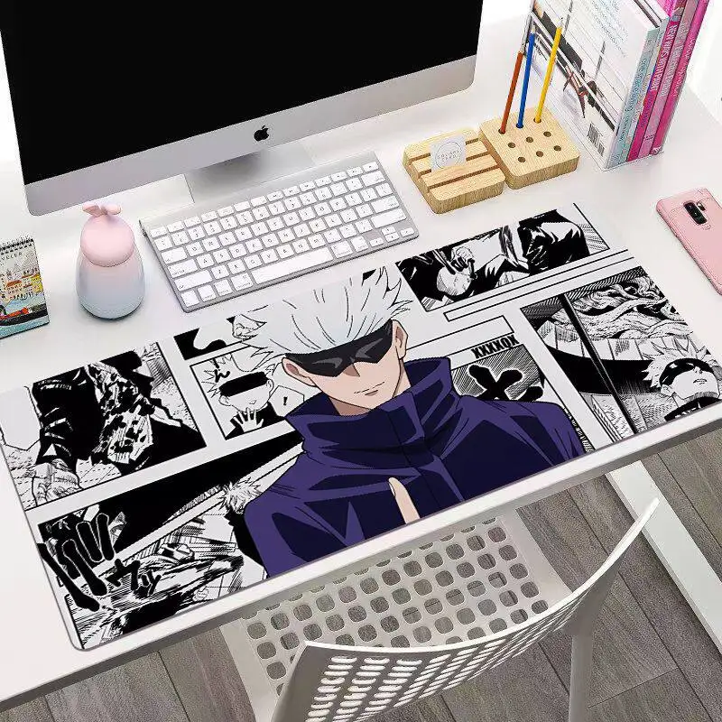 Cartoon HD Large Size Jujutsu Kaisen Leather Mouse Pad Anime Two-dimensional Table Pad Non-slip Gojo Satoru Mouse Keyboard Pad