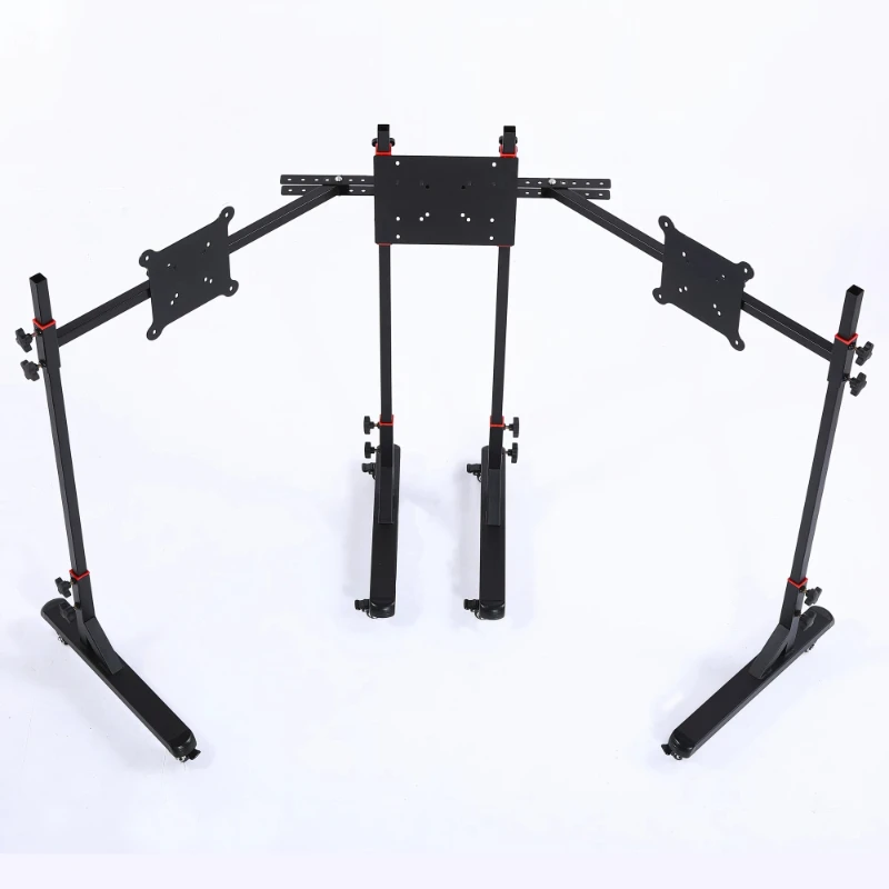 Racing car three-screen bracket LCD screen floor hanger with scroll wheel removable TV monitor