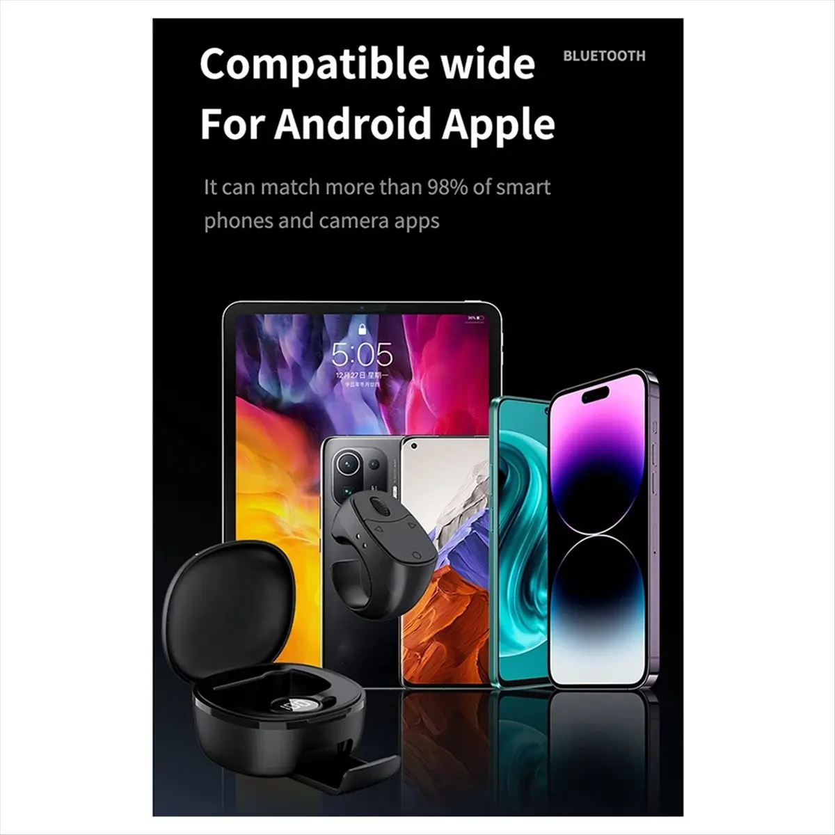 Latest Model -12 Roller Fingertip Ring Remote Control Wireless Bluetooth Mobile Selfie Mice Video Automatic Page Turner Browsing