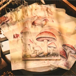 12 Sheet Vintage Mushroom Vellum Stickers Small Background Paper Transparent Stickers Scrapbooking Material 3