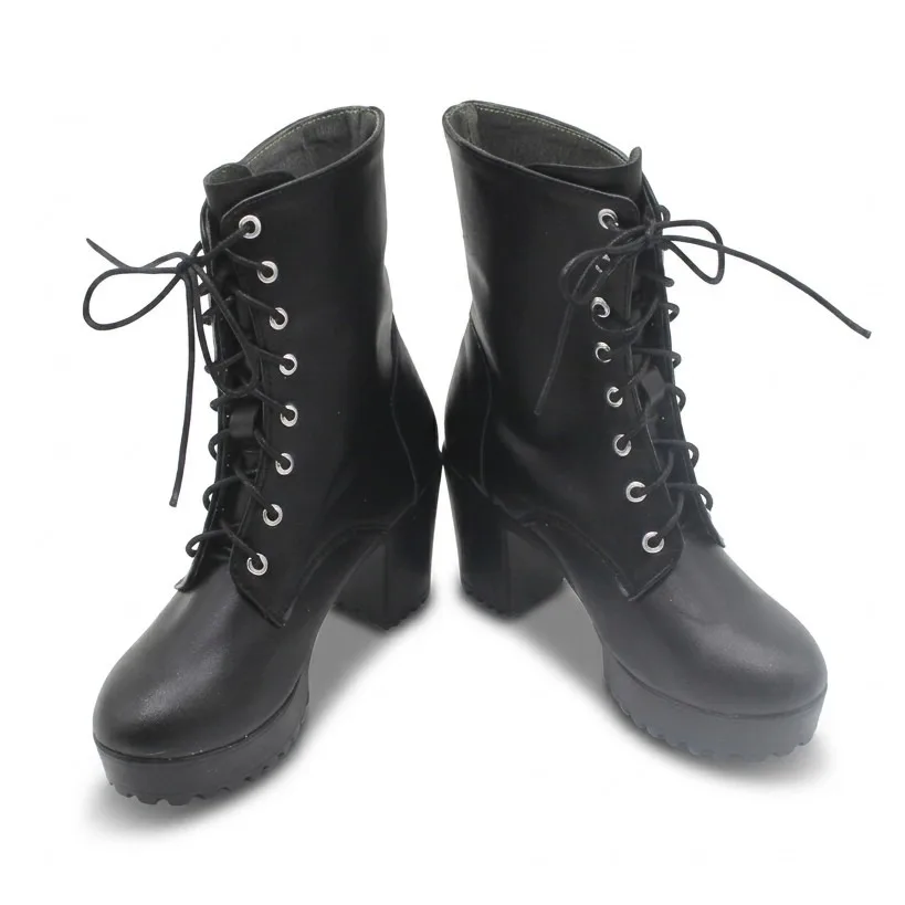 Kawaragi Momoka Cosplay Shoes Anime GBC Cosplay Black High Heel Boots Halloween Party PU Leather Shoes Big Size Custom Made
