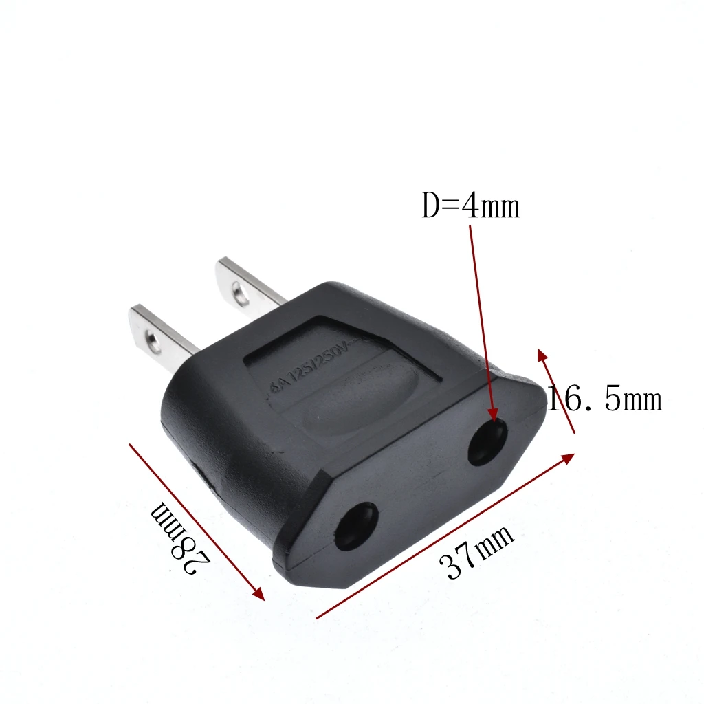 European to US Plug Adapter, Europe CEE7/16 2-pin Plug  to NEMA 1-15P Power Converter 