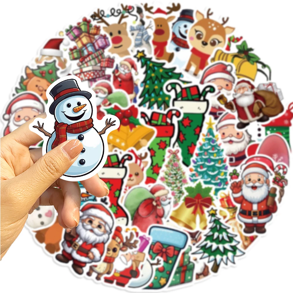 

10/30/50OCS Cartoon Holiday Christmas Stickers Cute Graffiti DIY Luggage Guitar Refrigerator Laptop Waterproof Decal Kids Toy