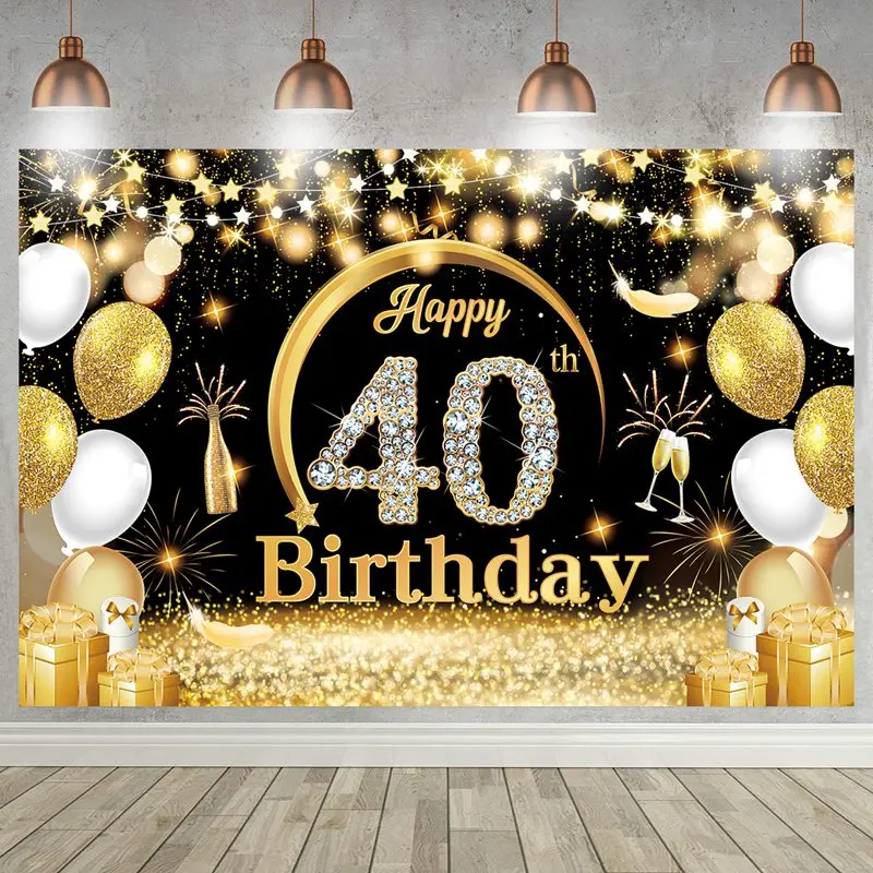 Happy 40th Birthday 40 40th Birthday Party Decorations 40 Years Old Birthday Man Birthday Table Runner Banner Door Curtain Decor