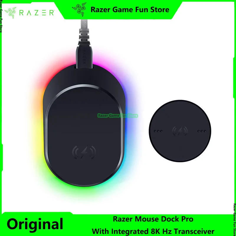 Razer Magnetic Wireless Mouse Charging Dock with Integrated 8KHz Transceiver For Basilisk V3 Pro 35K, Cobra Pro and Naga V2 Pro