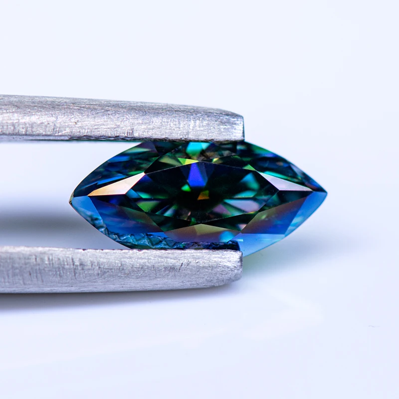 Moissanite Stone Rainbow Green Color Marquise Cut Gemstone Lab Grown Diamond For DIY Charms Woman Jewelry Making Materials