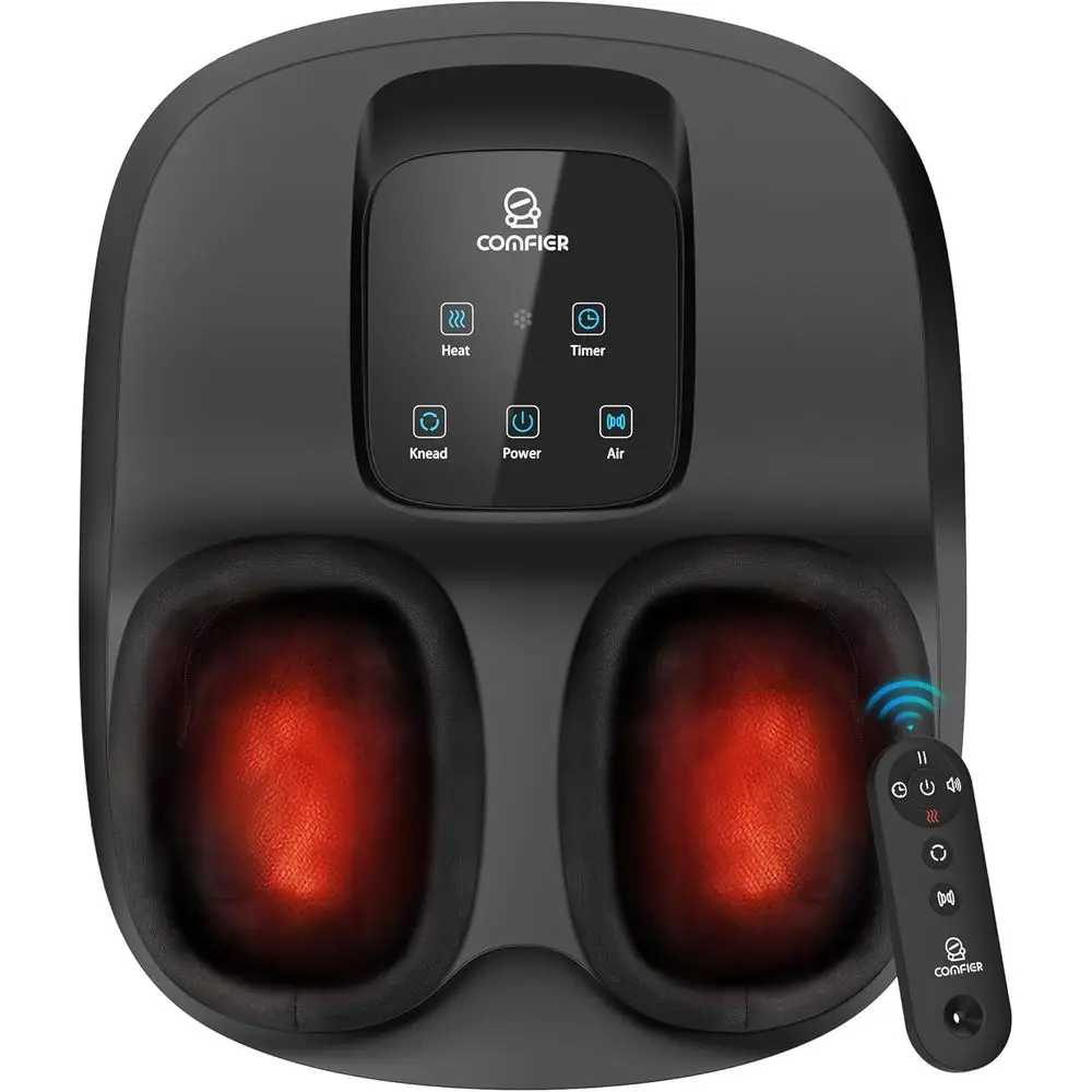 

Heated Shiatsu Foot Massager with Kneading, Compression for Plantar Fasciitis, Remote Control, Suitable for Men & Women, Size 13